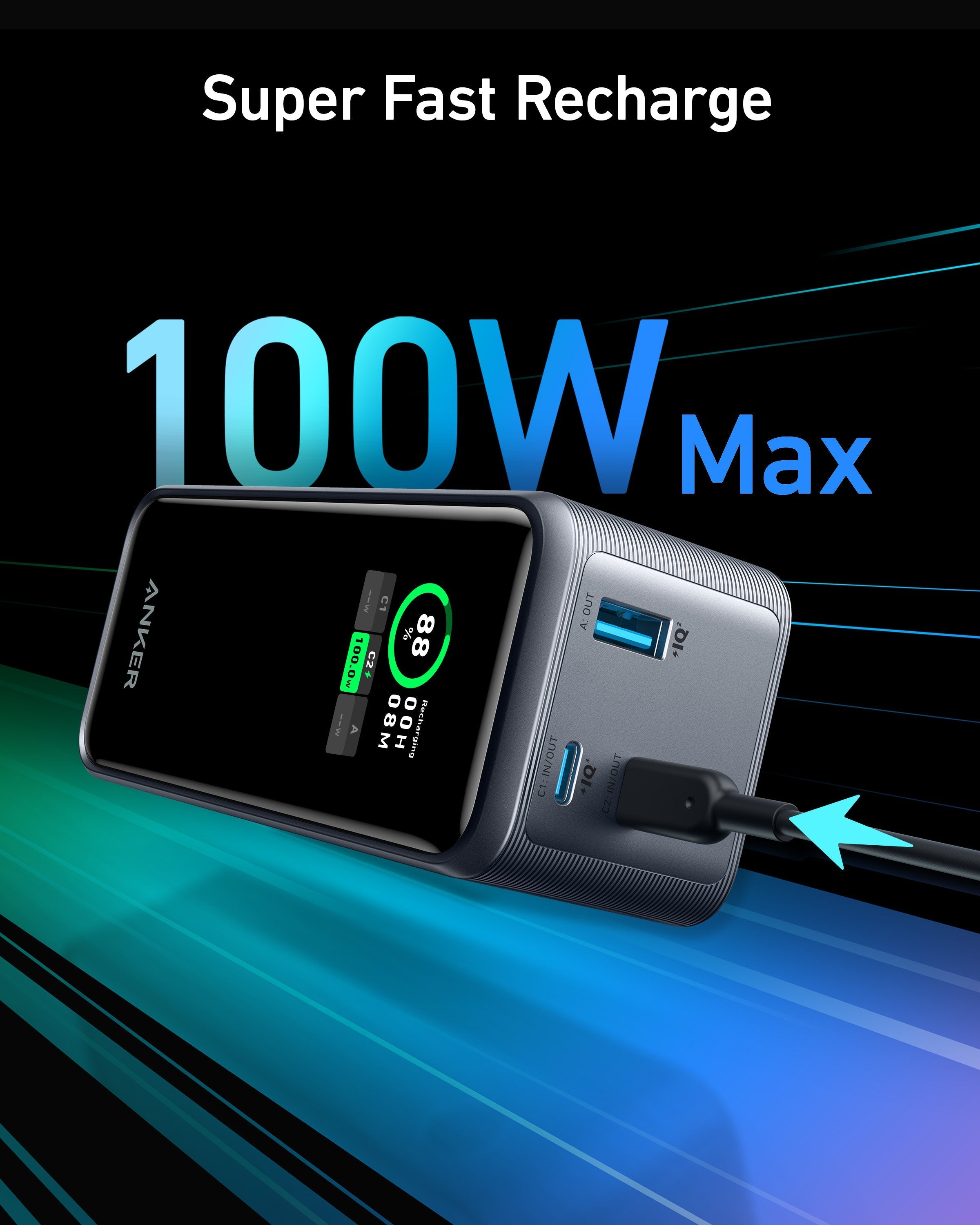 Anker Prime Power Bank – 20,000mAh, 200W Total Output