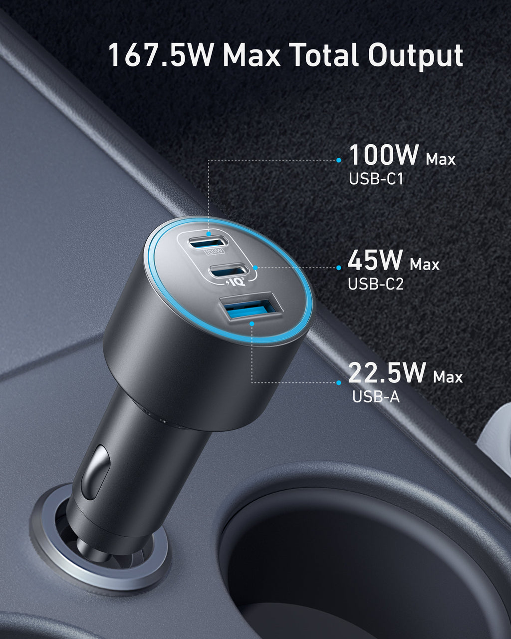 Anker Nano Car Charger – 167.5W Triple-Port Fast Charging