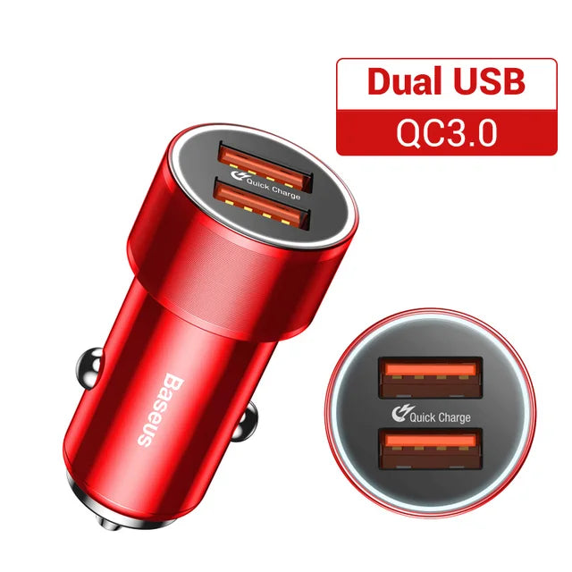 Baseus 36W Dual USB Car Charger with QC 3.0 & PD Fast Charging