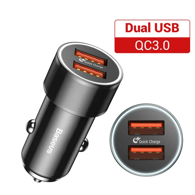 Baseus 36W Dual USB Car Charger with QC 3.0 & PD Fast Charging