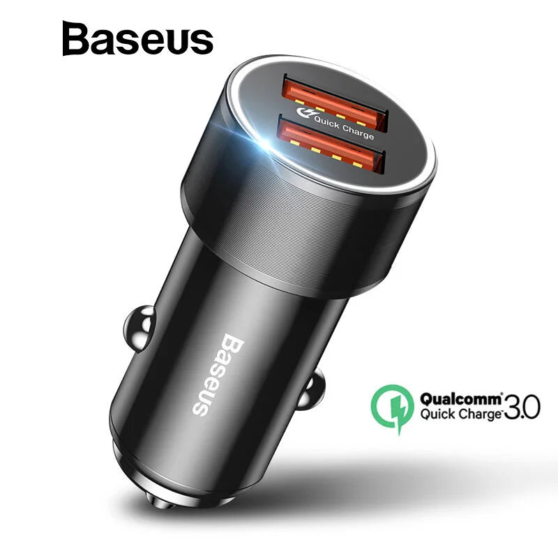 Baseus 36W Dual USB Car Charger with QC 3.0 & PD Fast Charging