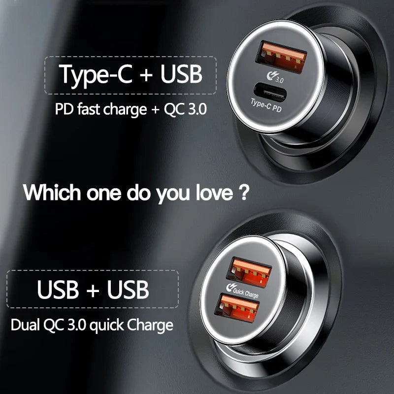 Baseus 36W Dual USB Car Charger with QC 3.0 & PD Fast Charging