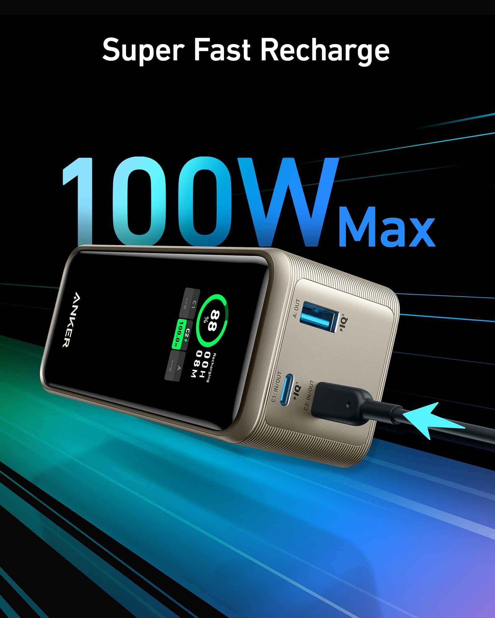 Anker Prime Power Bank – 20,000mAh, 200W Total Output