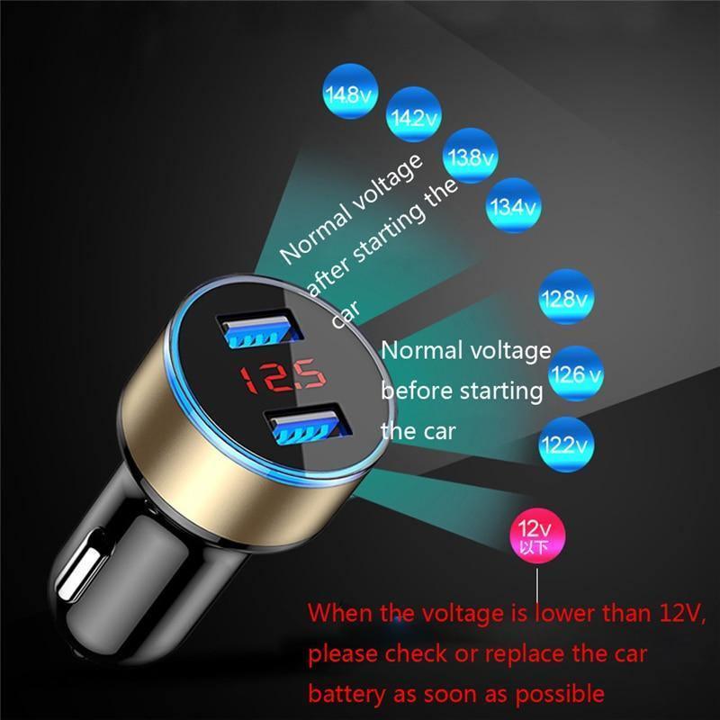 Dual USB Car Charger with LED Display – 3.1A Fast Charging