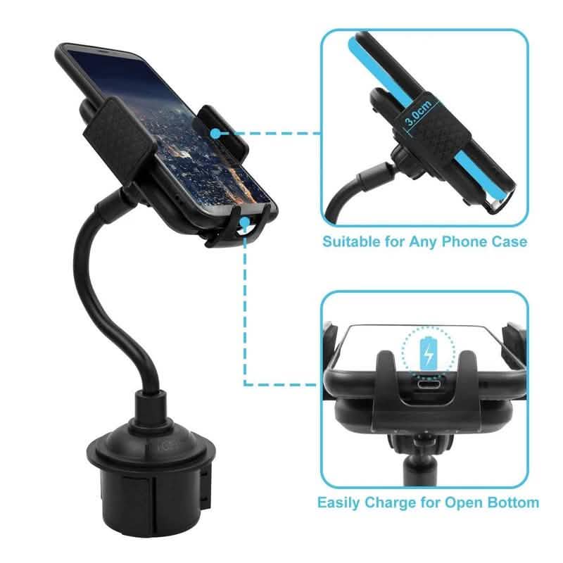 Gooseneck Cup Holder Phone Mount with 360° Rotation