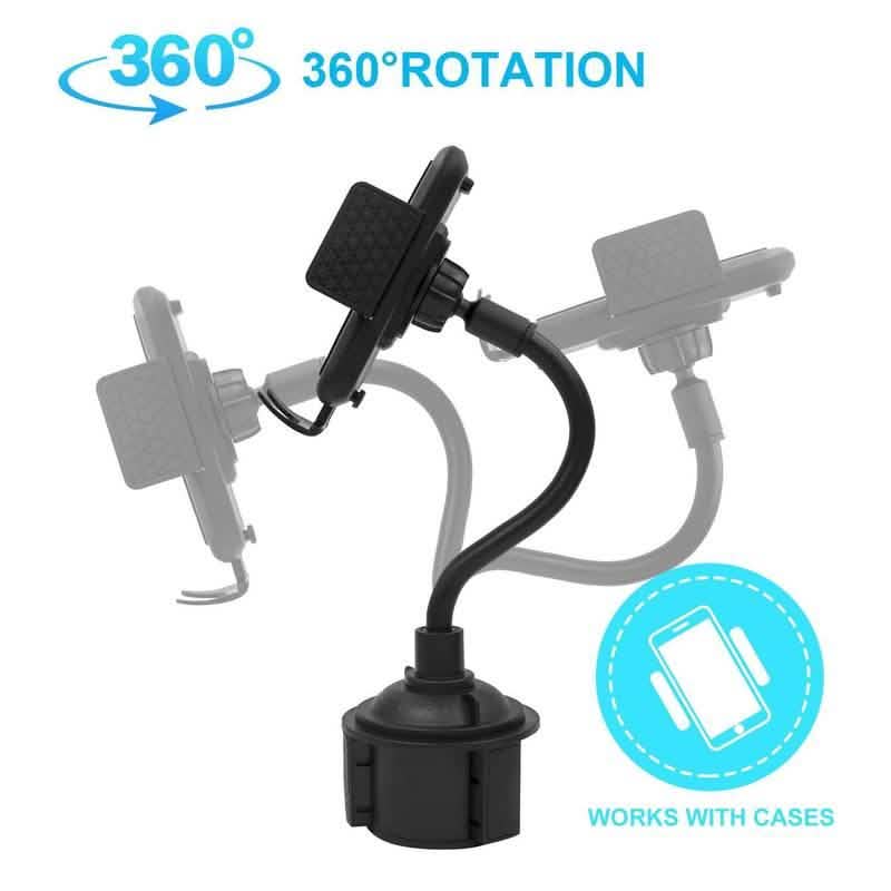 Gooseneck Cup Holder Phone Mount with 360° Rotation