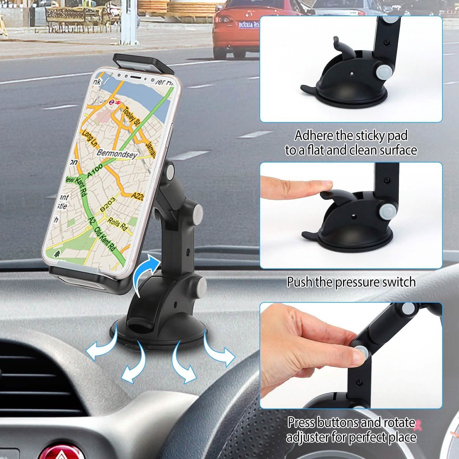 Dashboard & Windshield Phone Mount with Long Arm
