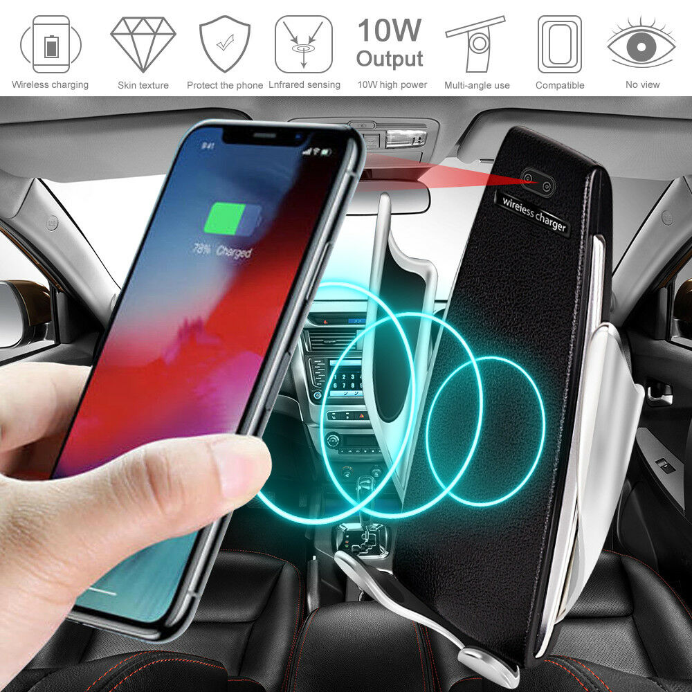 Auto-Clamping Wireless Car Charger – 10W Fast Charge, 360° Rotation